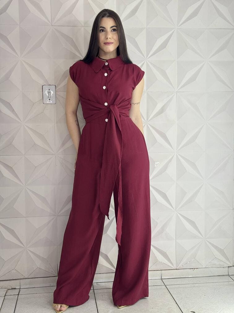 Macacão com laço sem manga